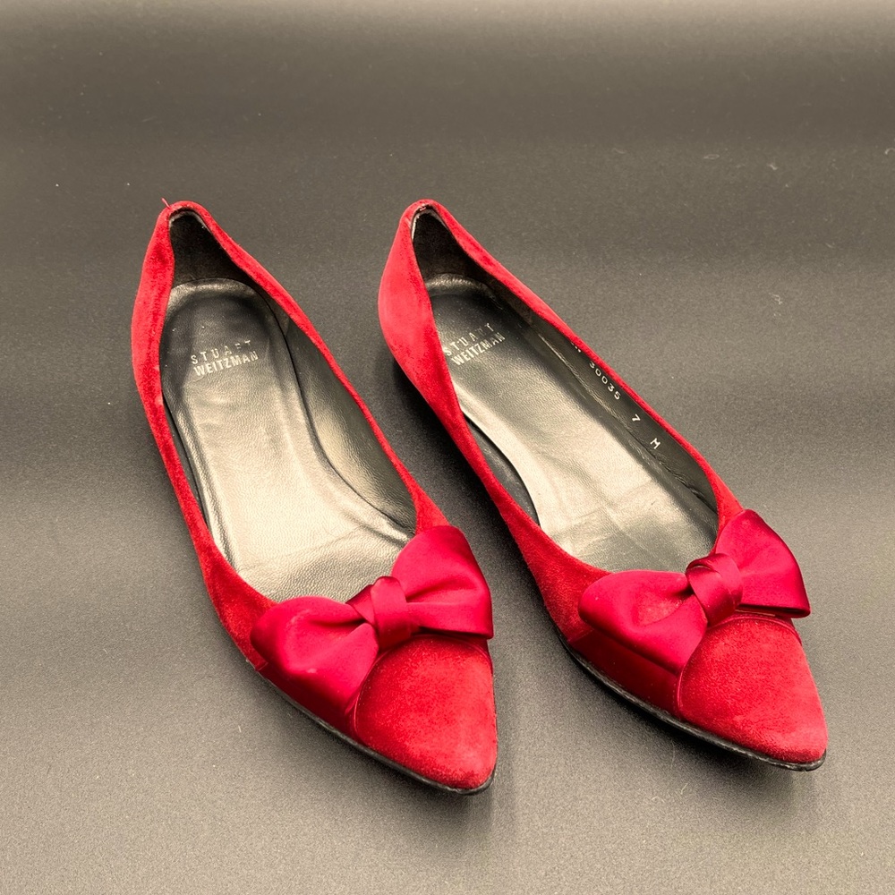 Stuart Weitzman Ballet Flats Womens 7m Ruby Red S… - image 1